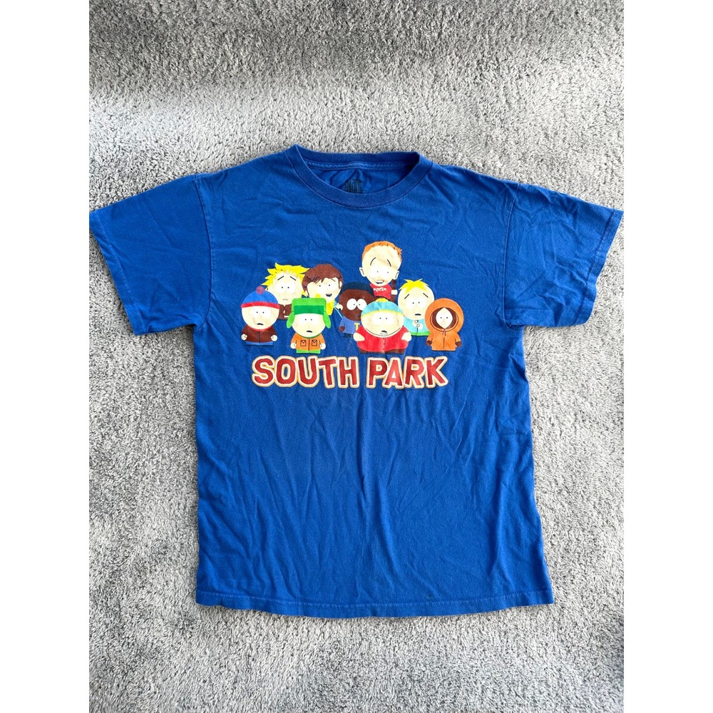 Mens blue South Park graphic tshirt M Giant vinyl 100% cotton pop culture